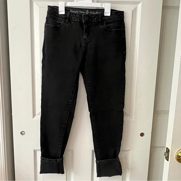 Simple Vera Wang Womens Pants 4 Mid-Rise‎ Black Denim Jeans Casual Streetwear - Picture 3 of 12